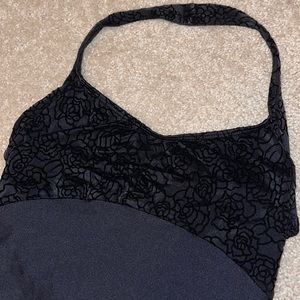 Wear Moi Leotard Halter Velvet Floral RARE